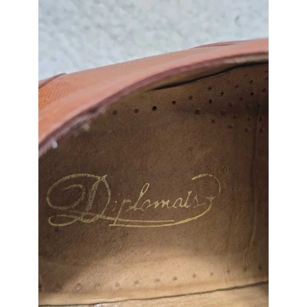 Diplomat 1335 Mens Brown Leather Cap Toe Brogue Oxford Shoes 12 D